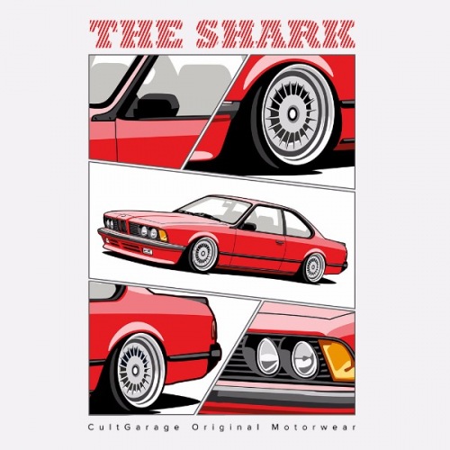 Dámské tričko s potiskem BMW e24 The Shark červená