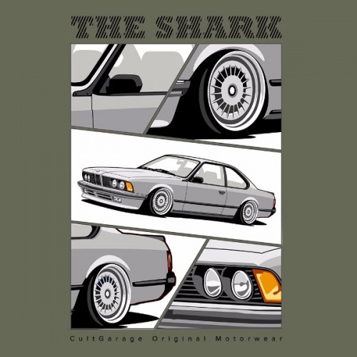 Pánské tričko s potiskem BMW e24 The Shark stříbrná