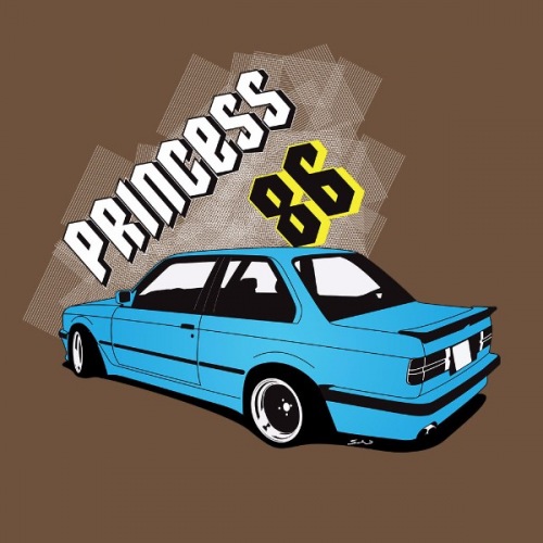 Pánské tričko s potiskem BMW e30 Coupe: Princess 86