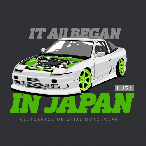 Pánské tričko s potiskem Nissan 240 SX bílo/zelená