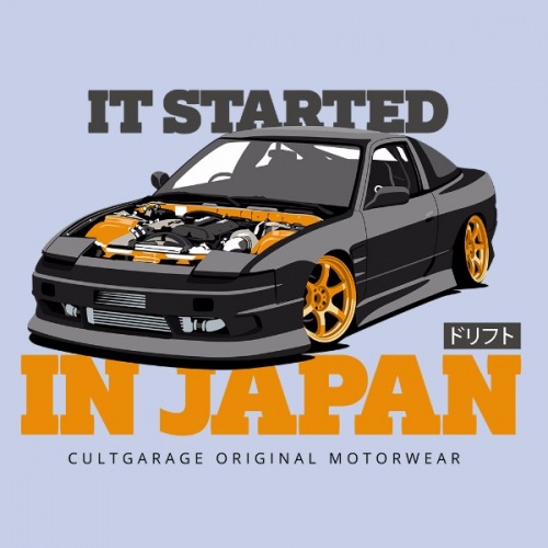 Pánské tričko s potiskem Nissan 240 SX: černo/oranžová