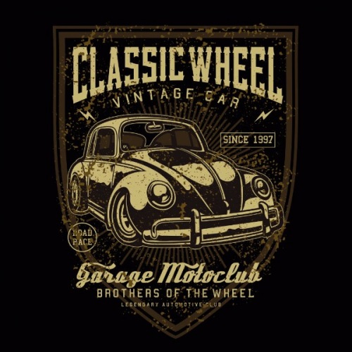 Pánské tričko s potiskem VW Beetle: Classic wheel