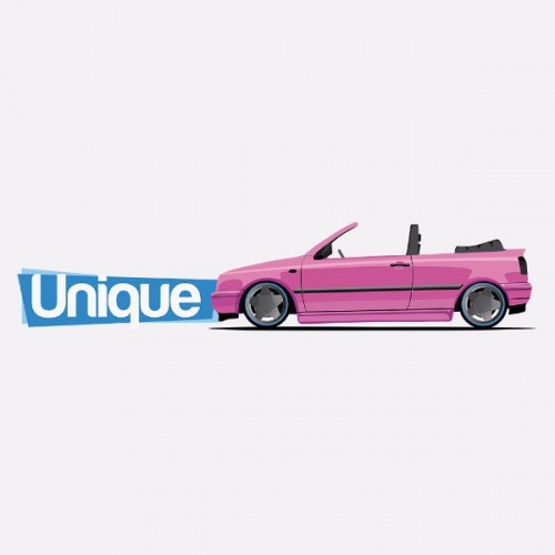 Dámské tričko s potiskem VW Golf III Cabrio: Růžový