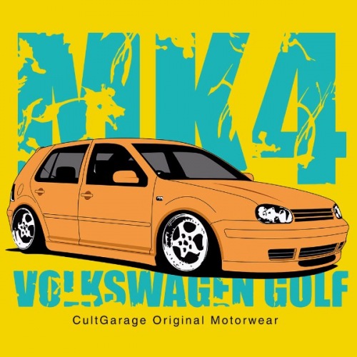 Pánské tričko s potiskem VW Golf 4 žlutá 1