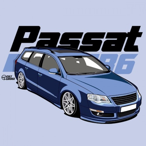 Dámské tričko s potiskem VW Passat B6 modrý 1