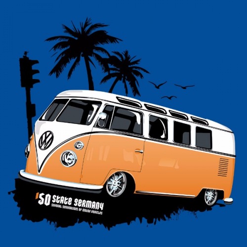 Dámské tričko s potiskem VW Transporter 1 oranžový